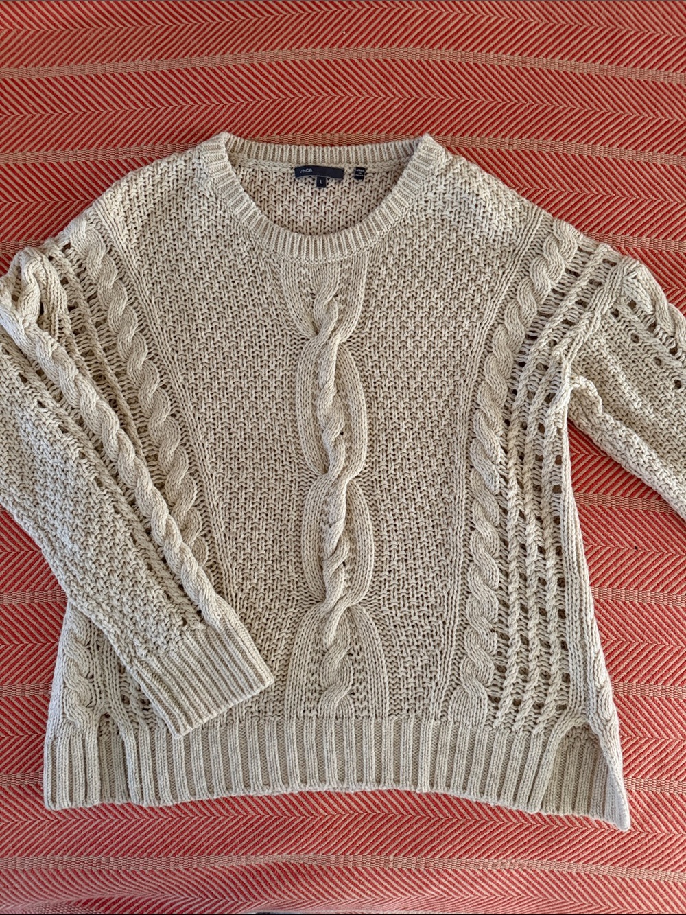 Vince Cream Cable Knit Crewneck Sweater